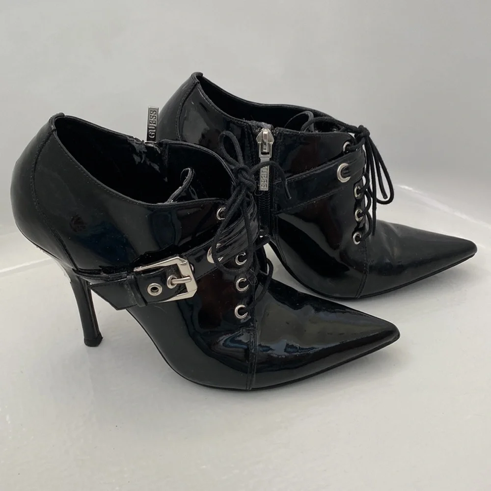 Pointed Toe Shiny Buckle Witch Booties From early 2000’s - Picture 3 of 7